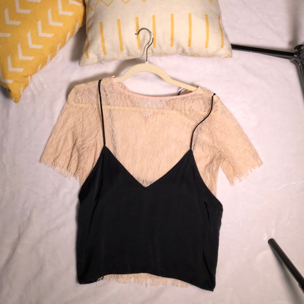 Zara satin and lace tee